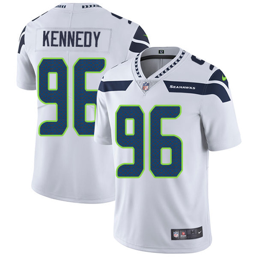Nike Seahawks #96 Cortez Kennedy White Men's Stitched NFL Vapor Untouchable Limited Jersey - Click Image to Close